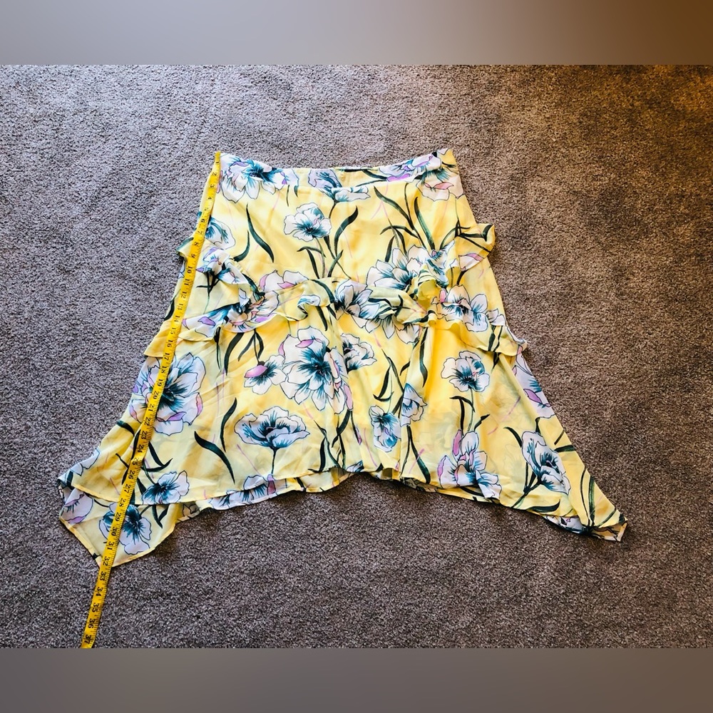 Kate & Mallory Ruffled Summer Chiffon Skirt Sz 2X 🌼Flowers Asymmetrical Bottom - Picture 3 of 11